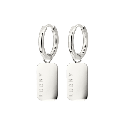 Lucky Pendant Hoop Set Small Silber