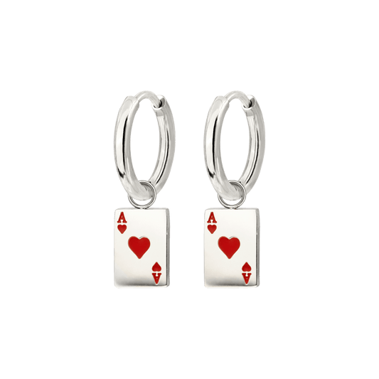 Red Ace Hoop Set Small Silber