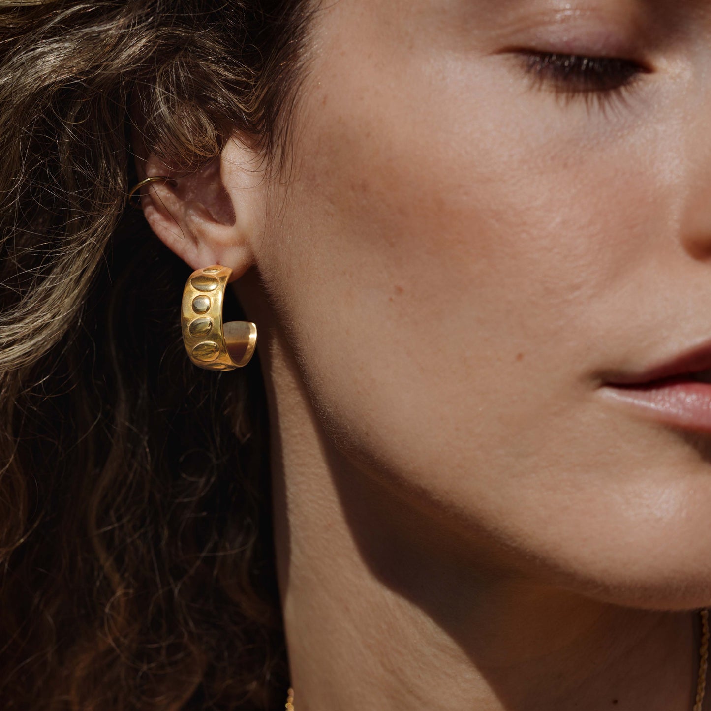 Boho Beads Hoop Studs Gold