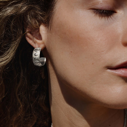 Boho Beads Hoop Studs Silber