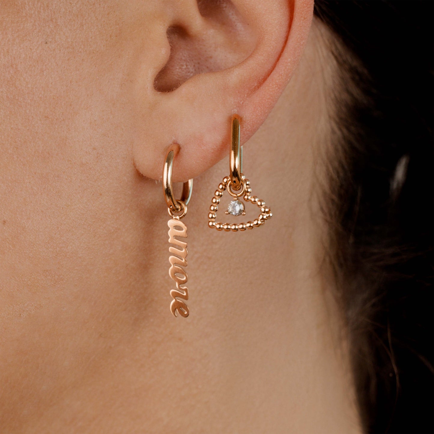 Heart of Gold Oval Hoop Set Baby Roségold