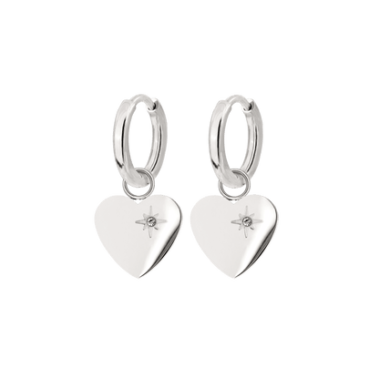 Sparkle Heart Hoop Set Baby Silber