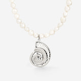 Ammonite Pearl Necklace Silber