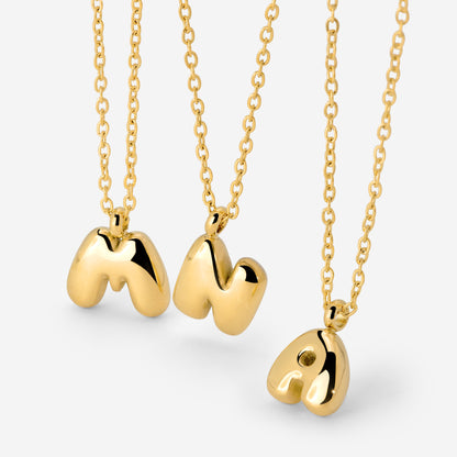 Bubble Letter Necklace Gold