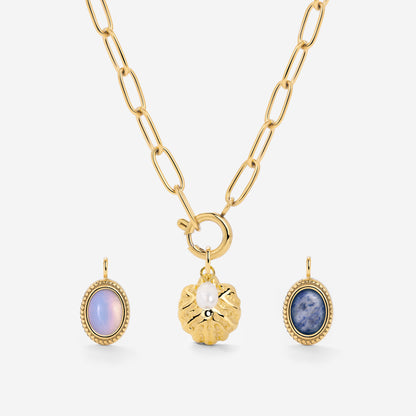 Oval Links Charm Necklace Set