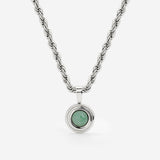 Olive Glow Necklace Silber