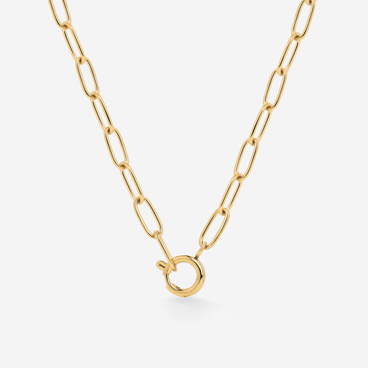 Oval Links Charm Necklace Gold