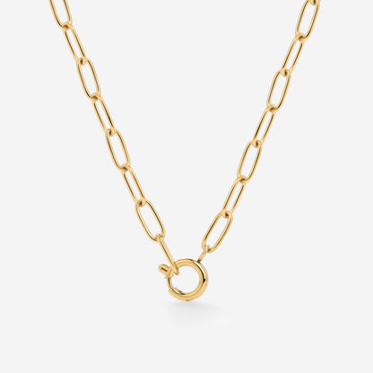 Oval Links Charm Necklace Gold