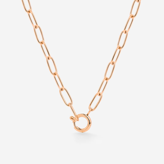 Oval Links Charm Necklace Roségold