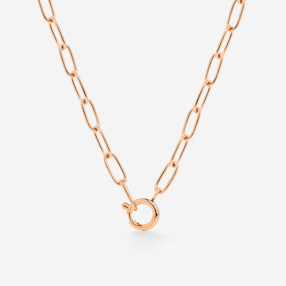 Oval Links Charm Necklace Roségold