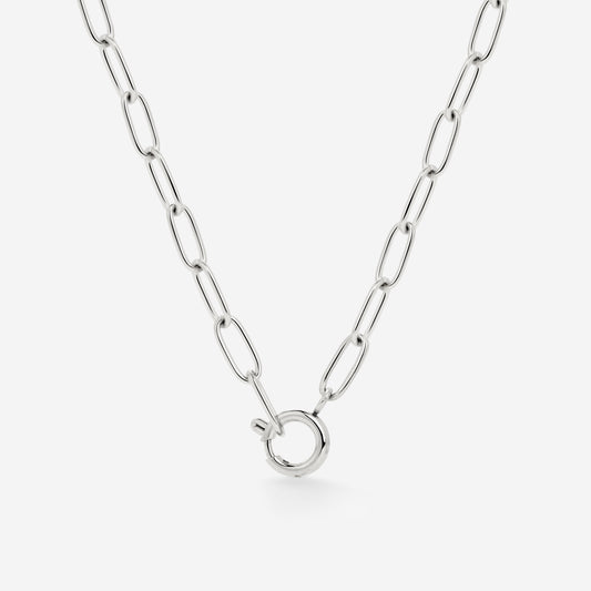 Oval Links Charm Necklace Silber