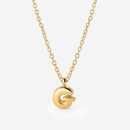 Bubble Letter Necklace Gold