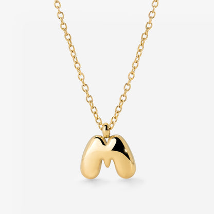 Bubble Letter Necklace Gold