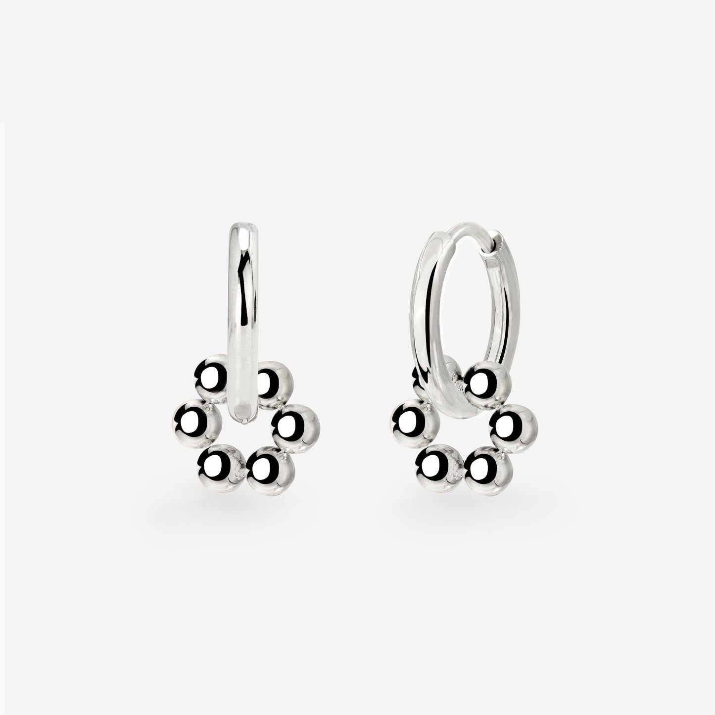 Bead Donut Hoop Set Small Silber