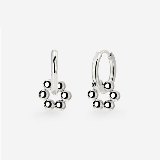 Bead Donut Hoop Set Small Silber