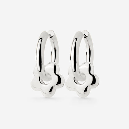 Chunky Bubble Flower Hoop Set Medium Silber