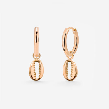 Cowrie Shell Hoop Set Small Roségold