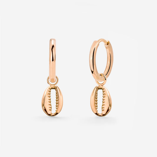 Cowrie Shell Hoop Set Small Roségold