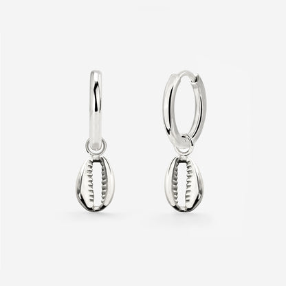 Cowrie Shell Hoop Set Small Silber