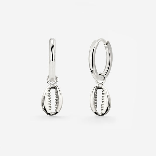 Cowrie Shell Hoop Set Small Silber