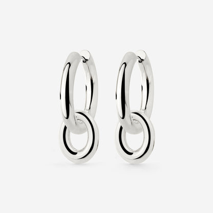 Chunky Oval Donut Hoop Set Medium Silber