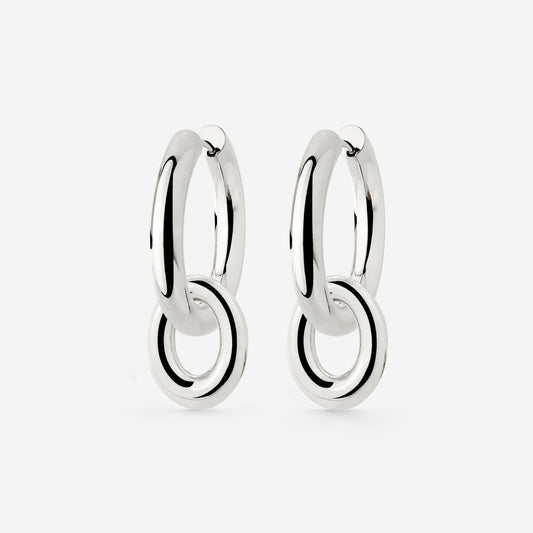 Chunky Oval Donut Hoop Set Medium Silber