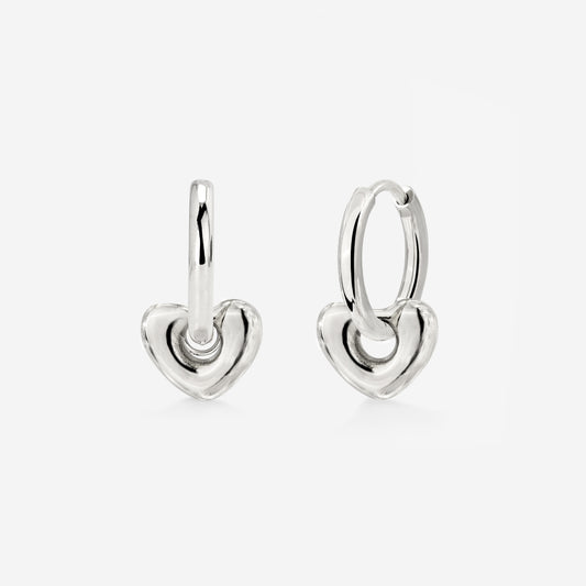 Phat Heart Hoop Set Small Silber