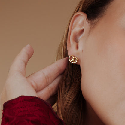 Pretzel Babe Studs Gold