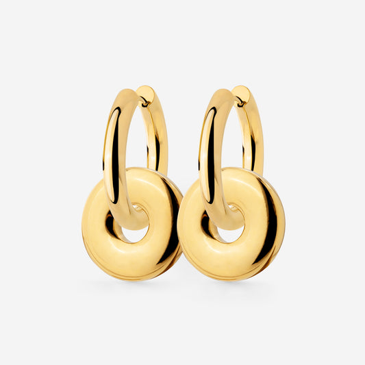 Chunky Sleek Donut Hoop Set Medium Gold
