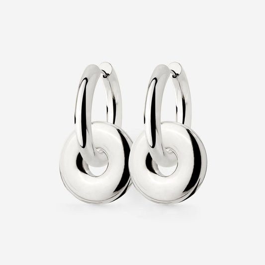 Chunky Sleek Donut Hoop Set Medium Silber