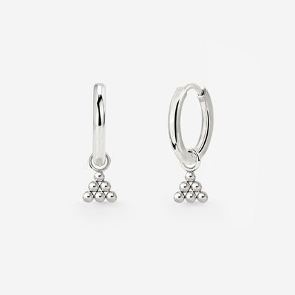 Tiny Beads Hoop Set Small Silber