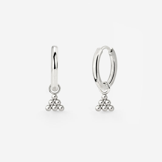 Tiny Beads Hoop Set Small Silber