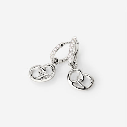 Bedazzled Pretzel Glimmer Hoop Set Small Silber
