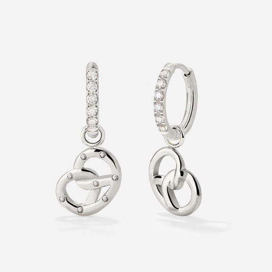 Bedazzled Pretzel Glimmer Hoop Set Small Silber