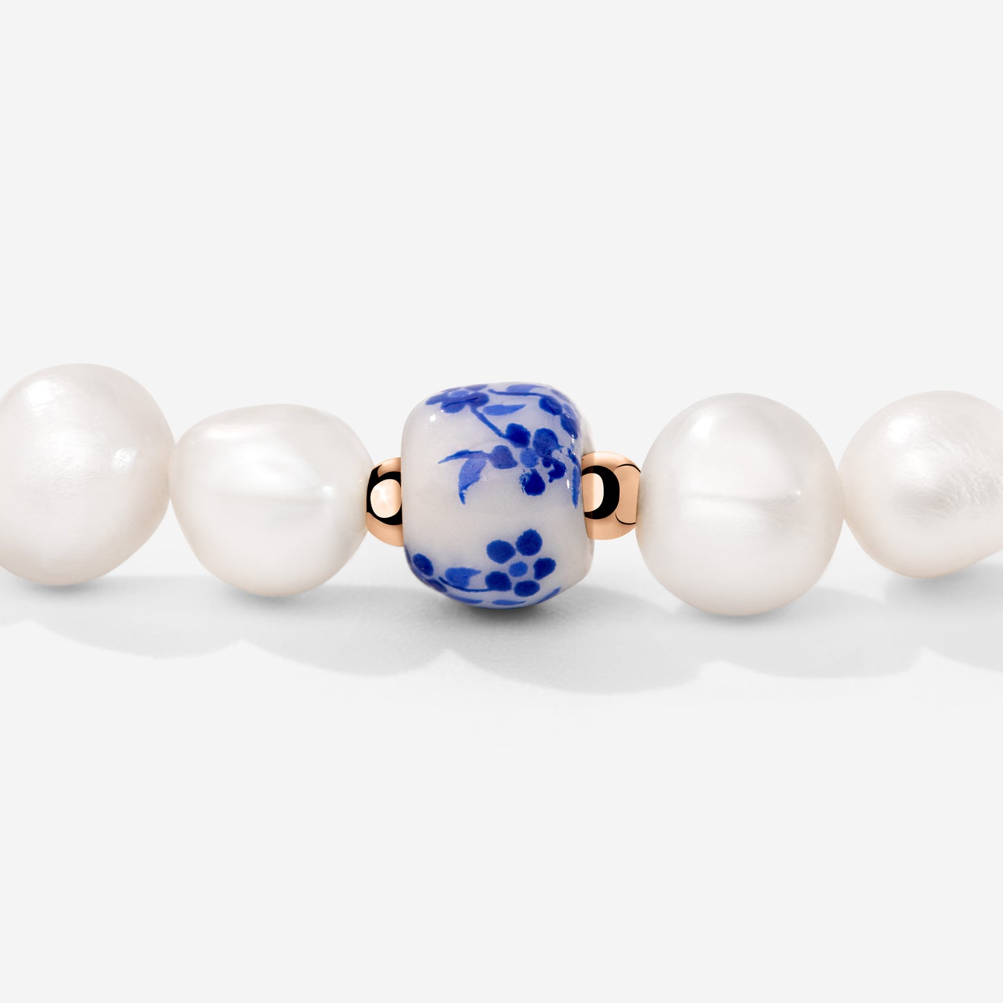 Flower Tile Pearl Bracelet Roségold