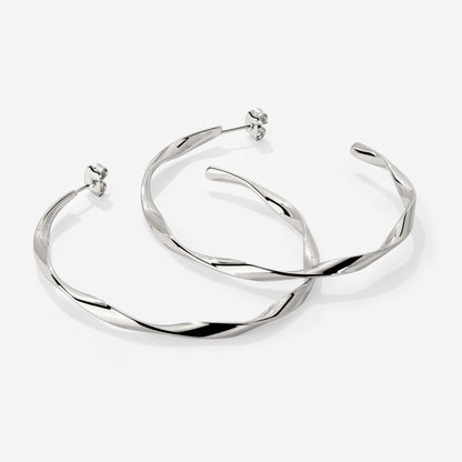 Sahira Hoop Studs Large Silber