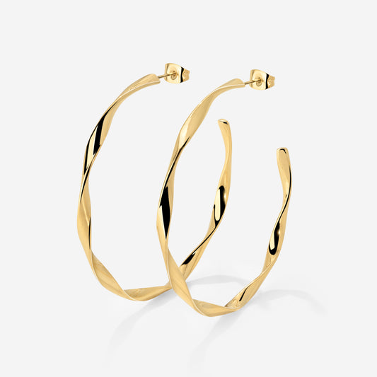 Sahira Hoop Studs Large Gold