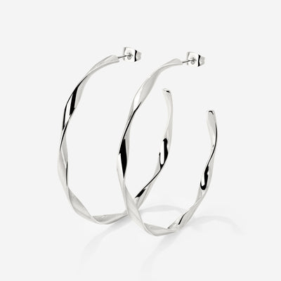Sahira Hoop Studs Large Silber