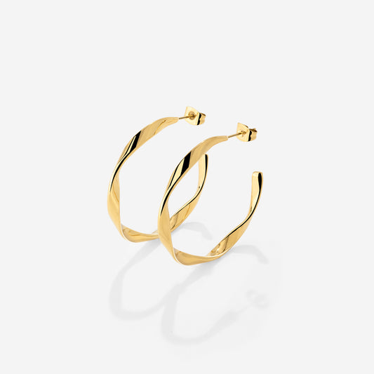 Sahira Hoop Studs Medium Gold