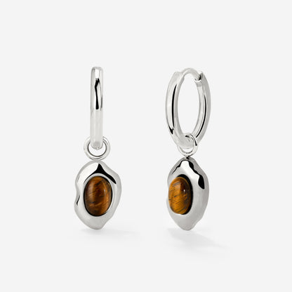 Tiger's Eye Hoop Set Small Silber