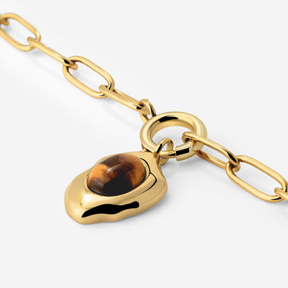 Tiger's Eye Oval Links Necklace Set Gold