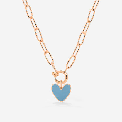 Blue Heart Oval Links Necklace Set Roségold