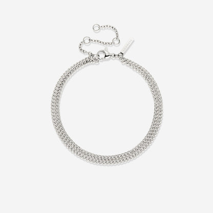 Curb Chain Double Bracelet Silber