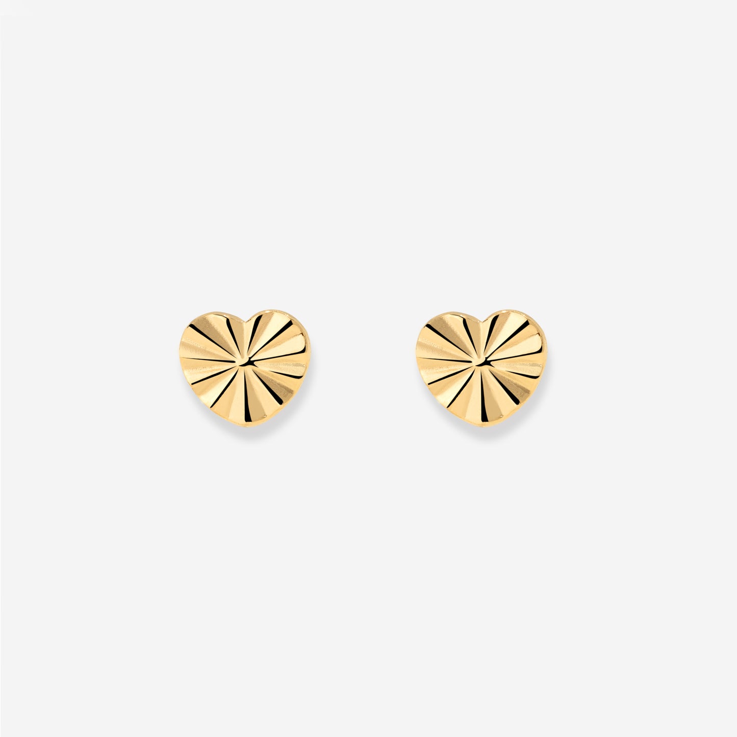 Glass Heart Studs Gold