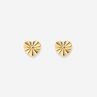 Glass Heart Studs Gold