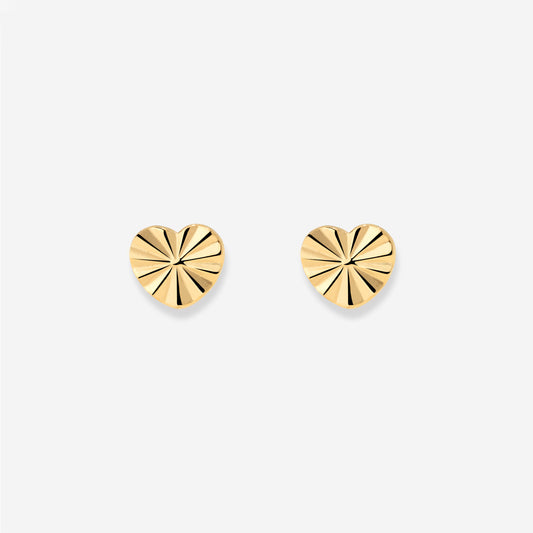 Glass Heart Studs Gold
