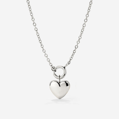 Lovely Heart Classic Chain Necklace Set Silber
