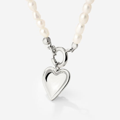 Heartie Pearly Necklace Set Silber