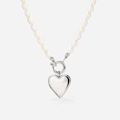 Heartie Pearly Necklace Set Silber