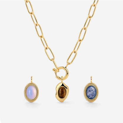Oval Links Charm Necklace Set